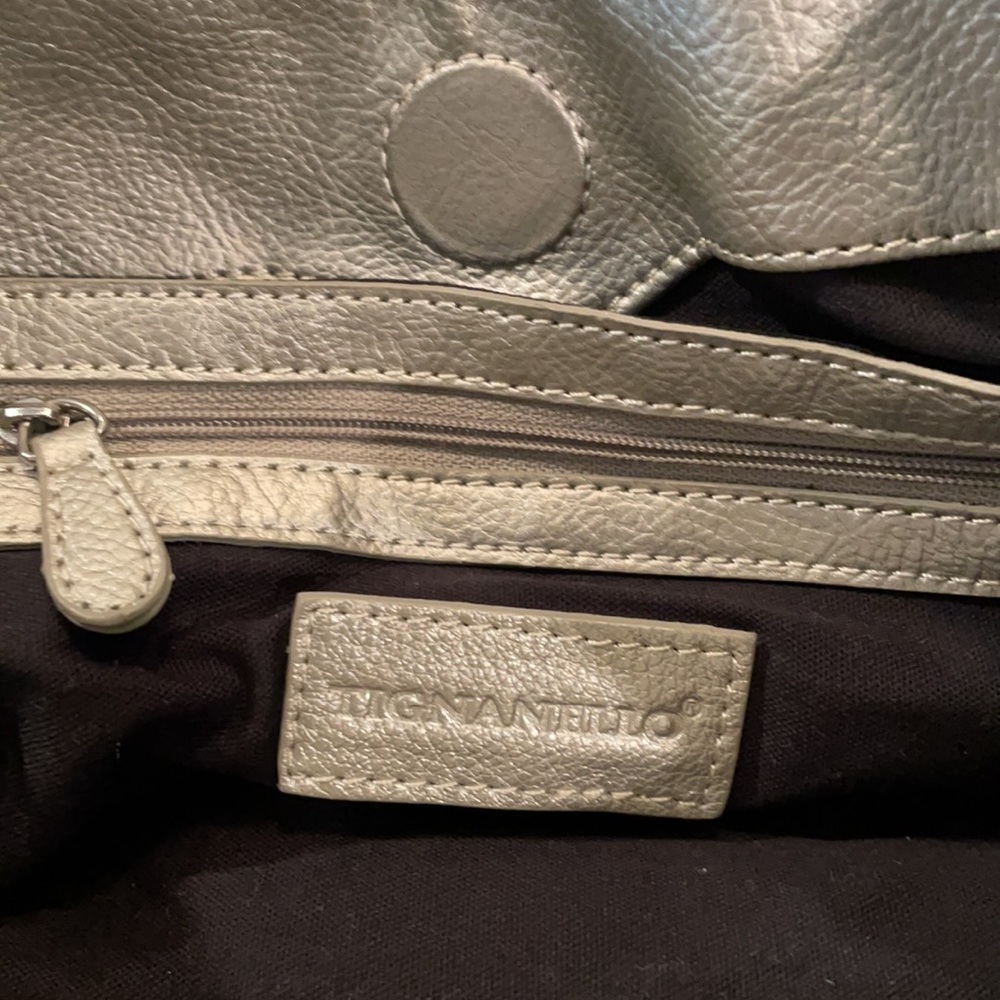Tignanello Silver Pebble Leather Satchel - Picture 8 of 14